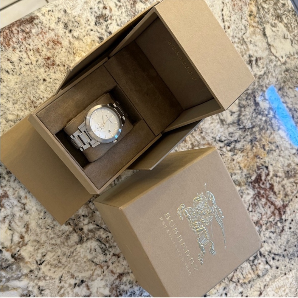 Burberry Silver Watch with Box